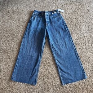 NWT Abercrombie & Fitch Curve Love High Rise Cropped Wide Leg Jeans - Sz 27 Long